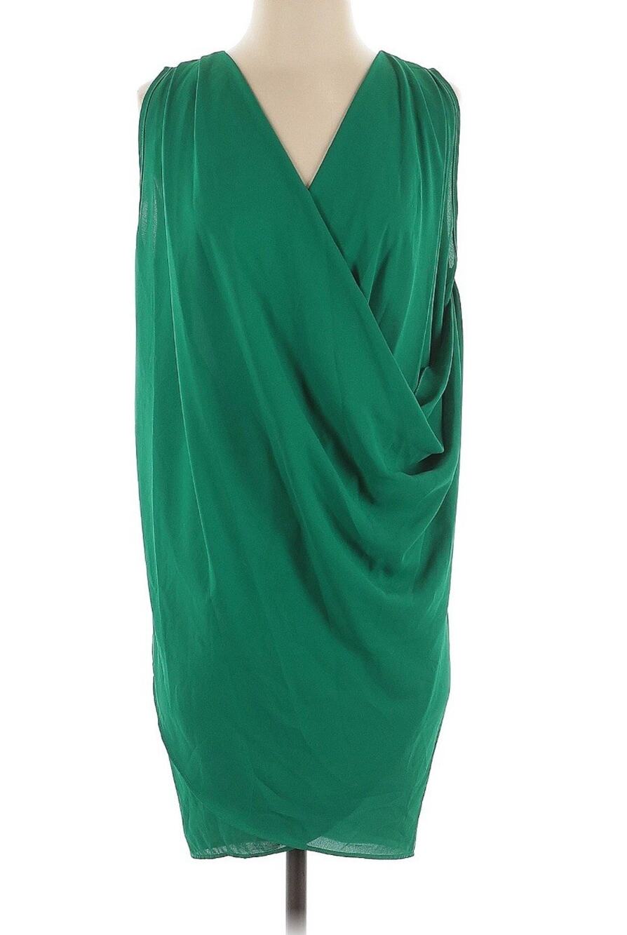 James Lacroix Green Sleeveless Drape Front Dress Size S A000980